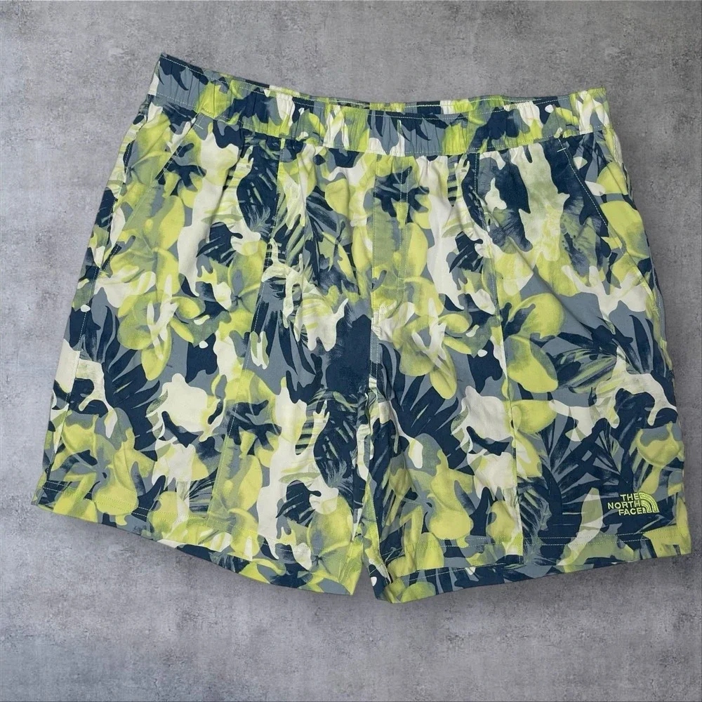 The North Face‎ Class V Printed Green Tropical Pull On Shorts Mens L Coastal